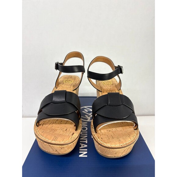WHITE MOUNTAIN Women's Black Platform Simple Toe Wedge Heeled Sandals 8.5M - Picture 4 of 6